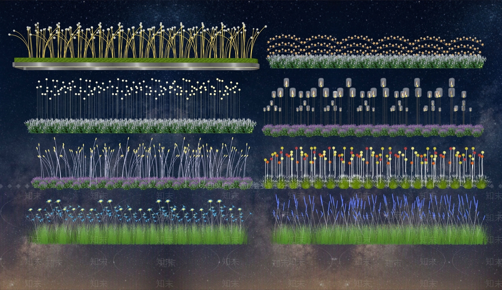 现代广场氛围灯SU模型下载【ID:1130281352】