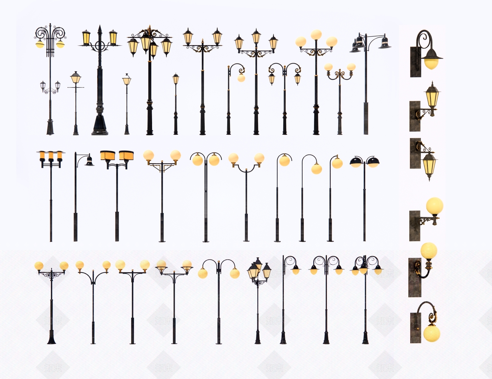 欧式路灯SU模型下载【ID:1130281367】