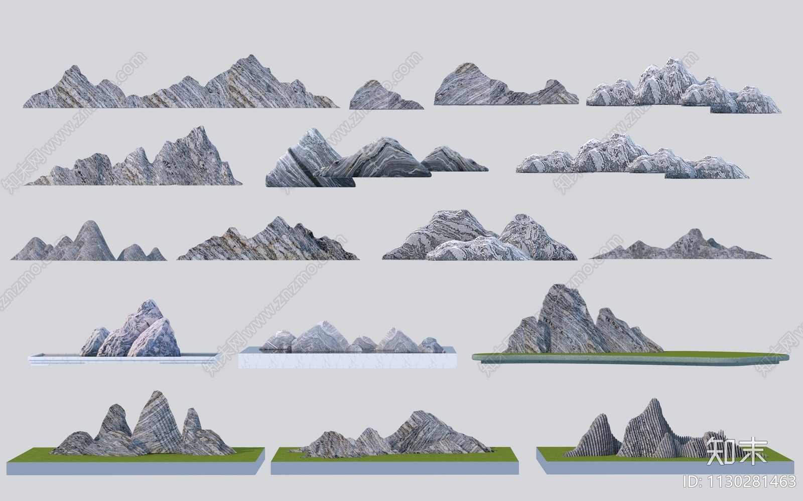 新中式雪浪石3D模型下载【ID:1130281463】_知末3d模型网