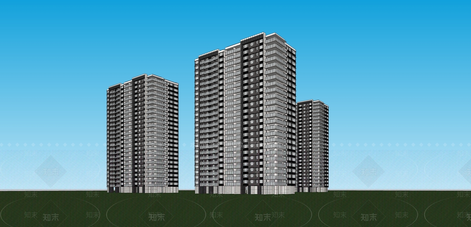 现代简约高层住宅SU模型下载【ID:1130281832】