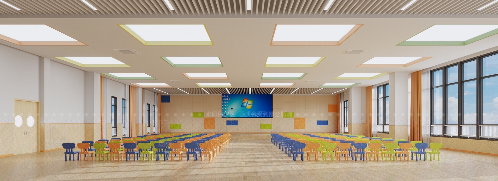 现代幼儿园报告厅3D模型下载【ID:1130282050】