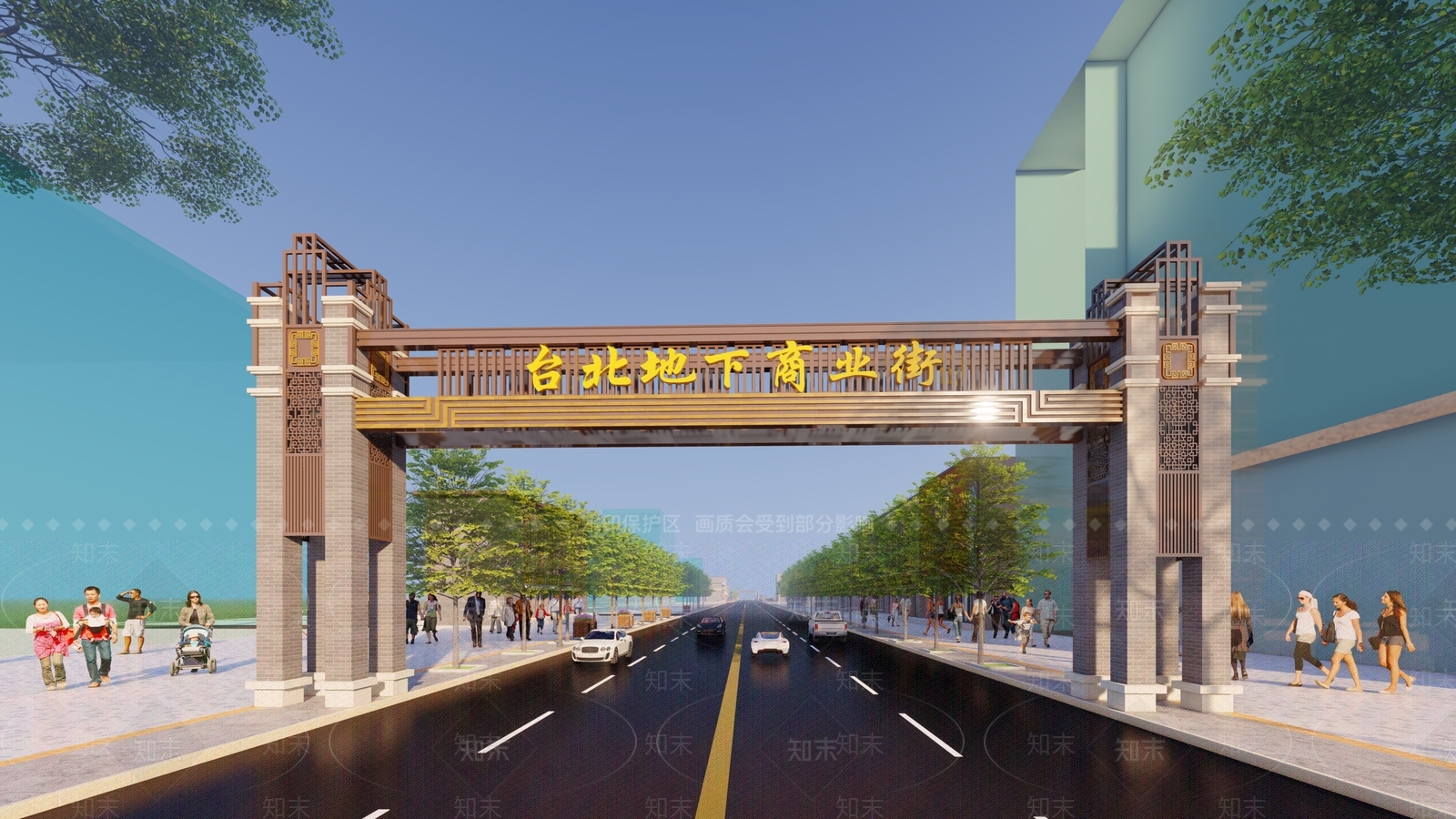 新中式入口大门SU模型下载【ID:1130288699】