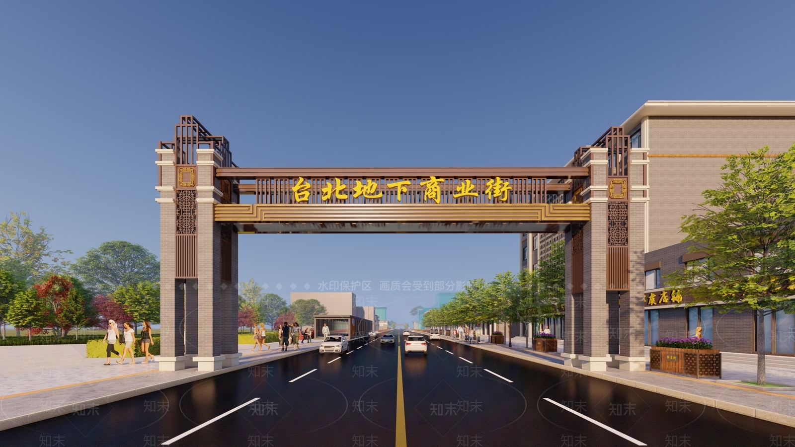 新中式入口大门SU模型下载【ID:1130288699】