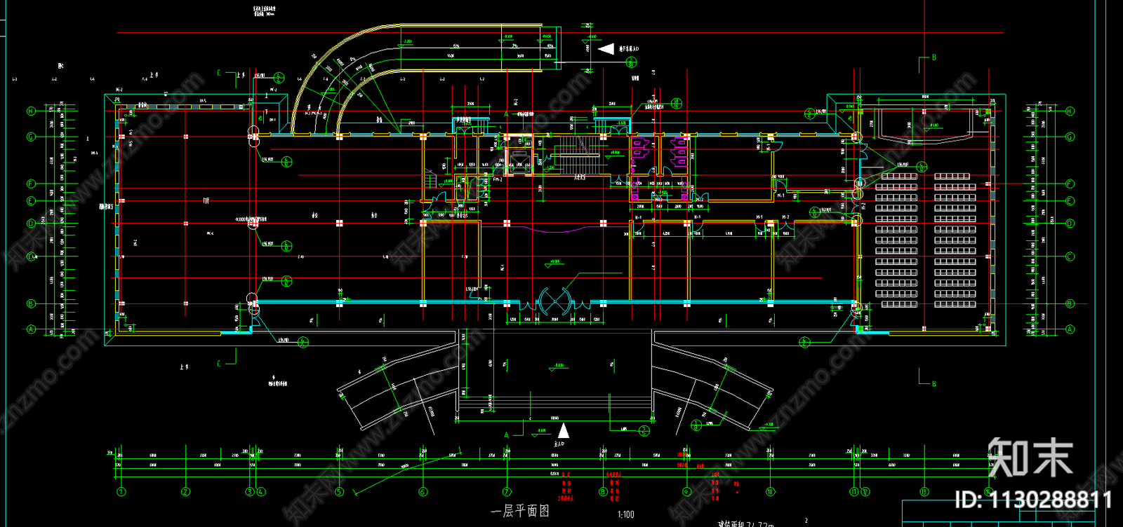 综合办公楼建筑cad施工图下载【ID:1130288811】