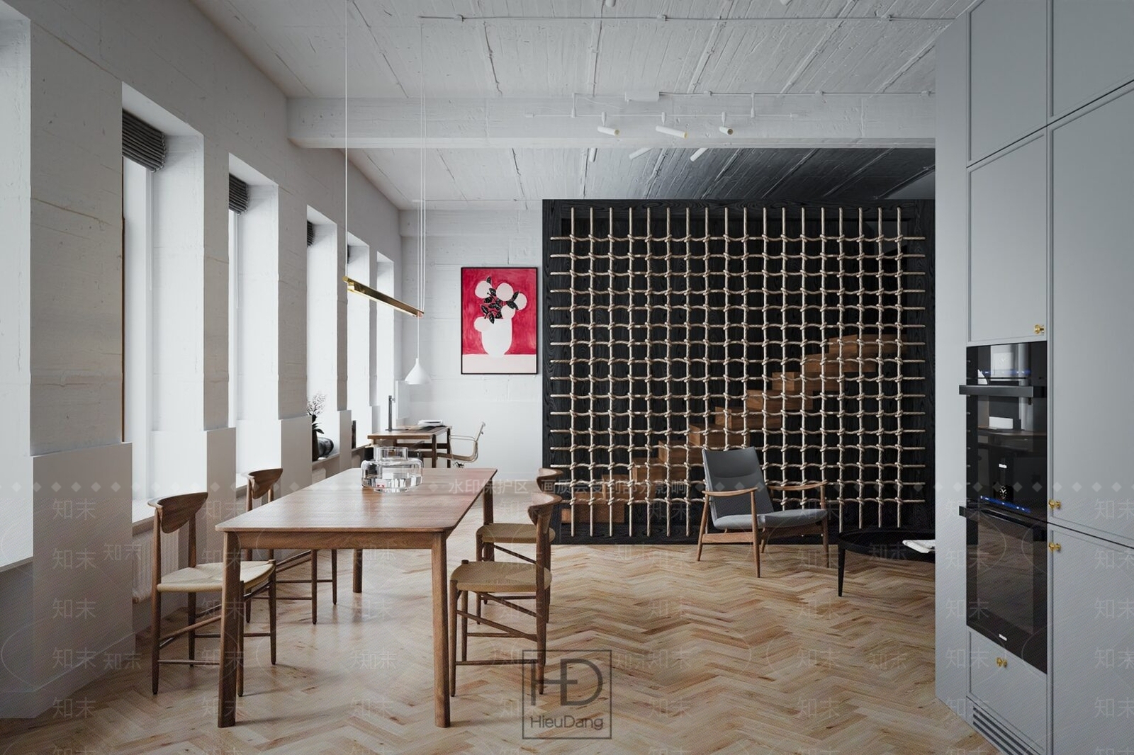 现代公寓客餐厅3D模型下载【ID:1130289469】
