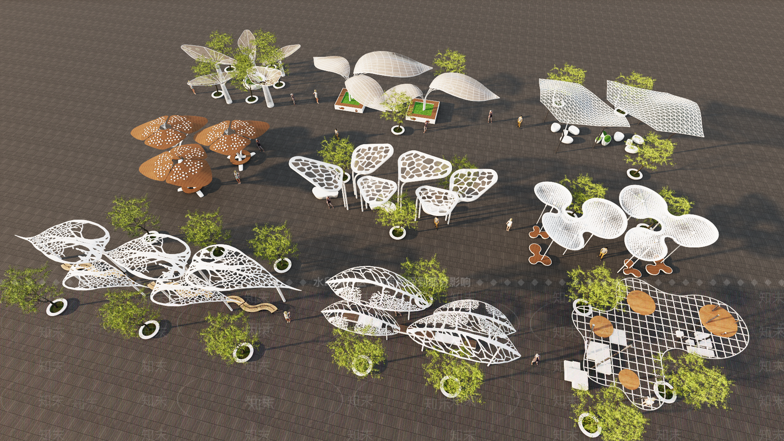 现代花架廊架SU模型下载【ID:1130290948】