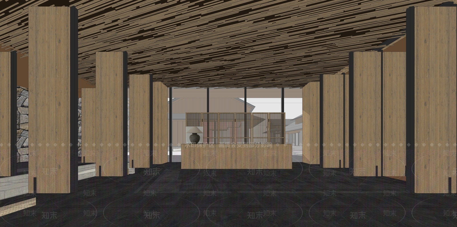 新中式建筑景观室内SU模型下载【ID:1130292468】