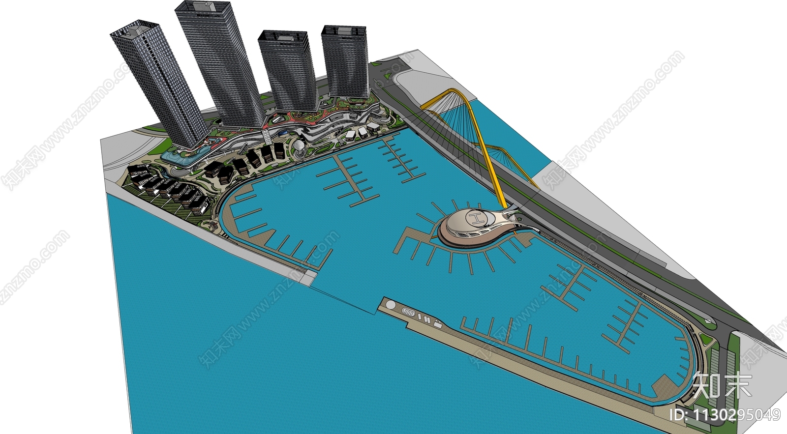 现代滨海景观SU模型下载【ID:1130295049】