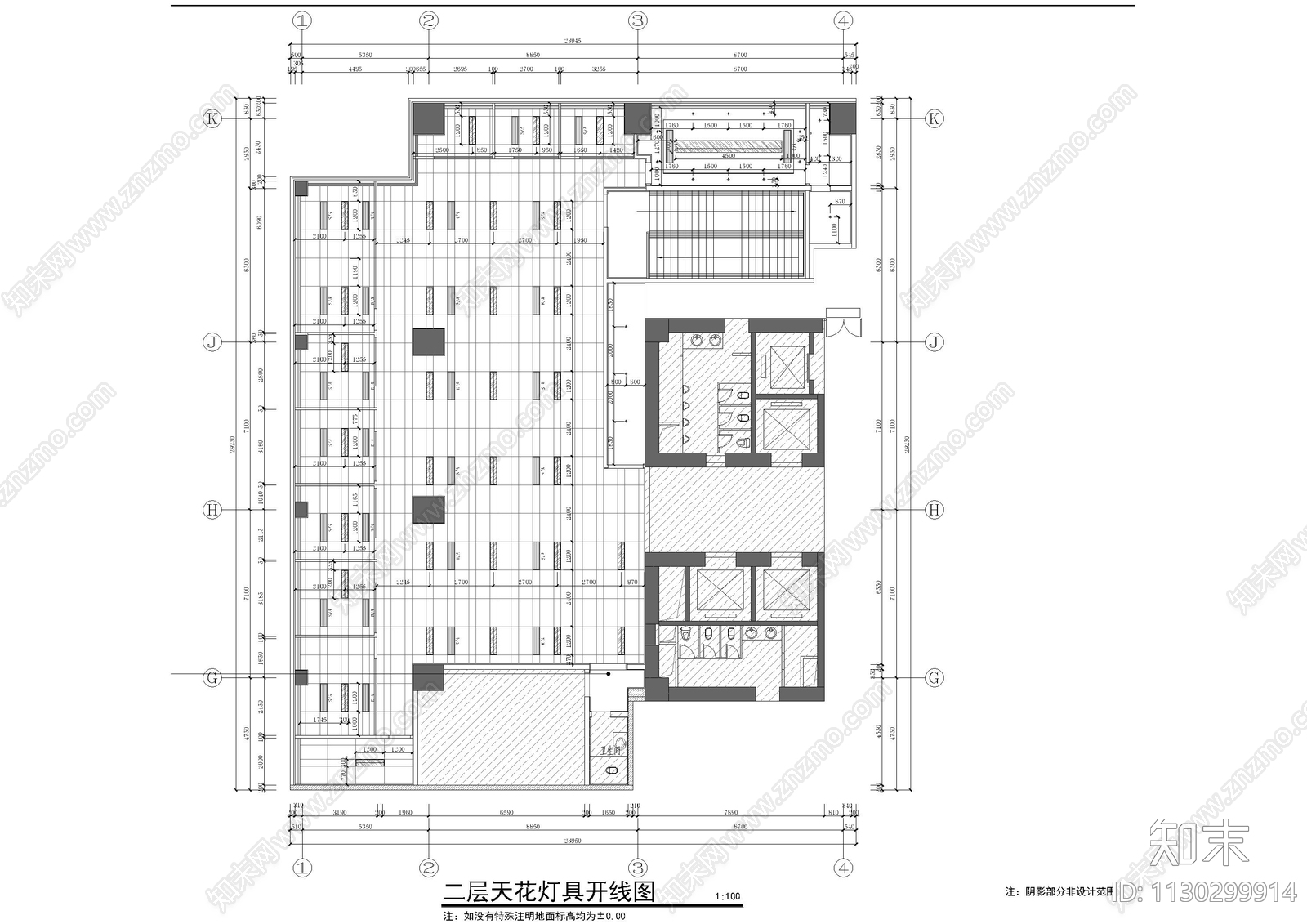 长沙银行办公层cad施工图下载【ID:1130299914】