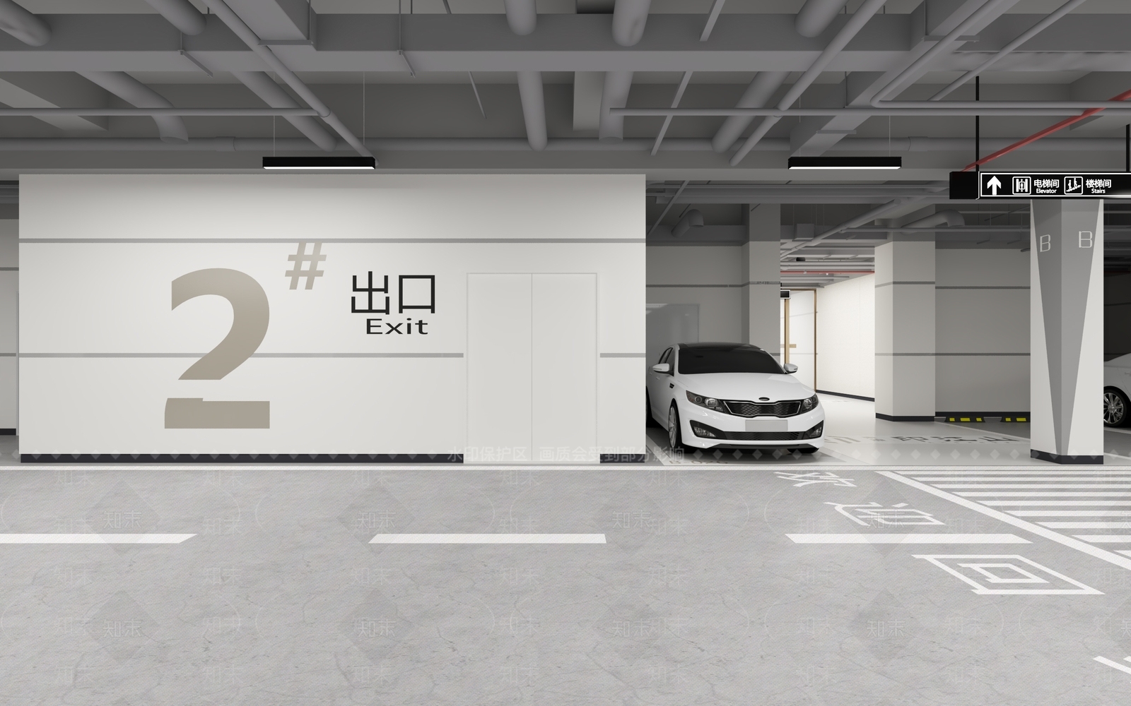 现代室内停车场3D模型下载【ID:1130301169】