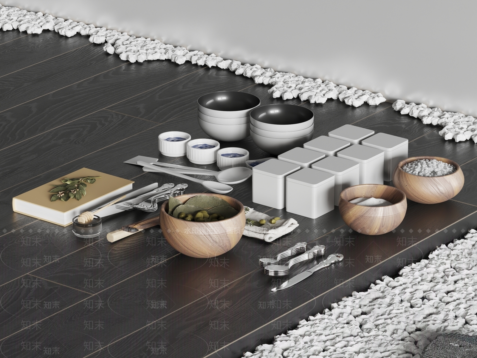厨房用品组合SU模型下载【ID:1130309629】