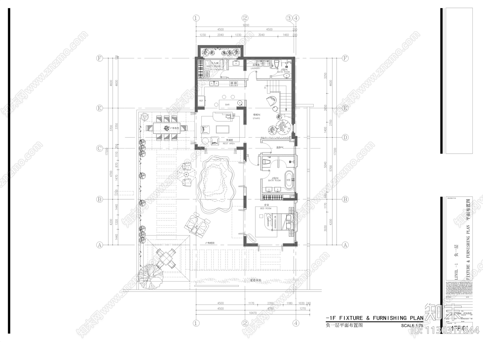 家装别墅室内cad施工图下载【ID:1130317844】