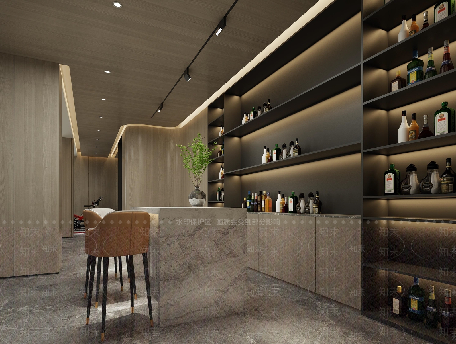 现代别墅地下品酒室酒窖3D模型下载【ID:1130319545】