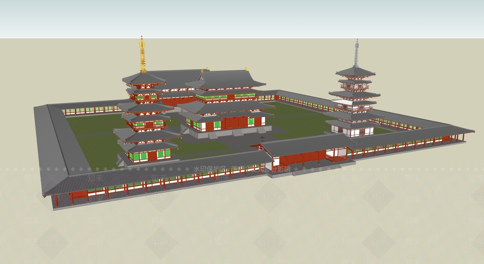 日式寺庙建筑SU模型下载【ID:1130319110】