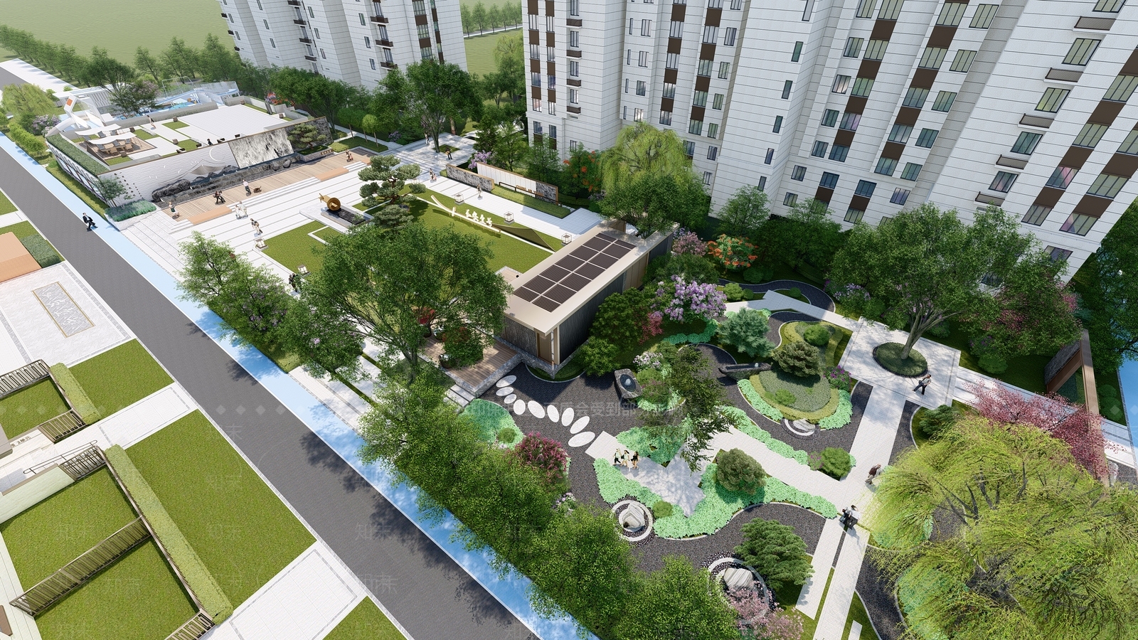 现代小区景观SU模型下载【ID:1130322583】