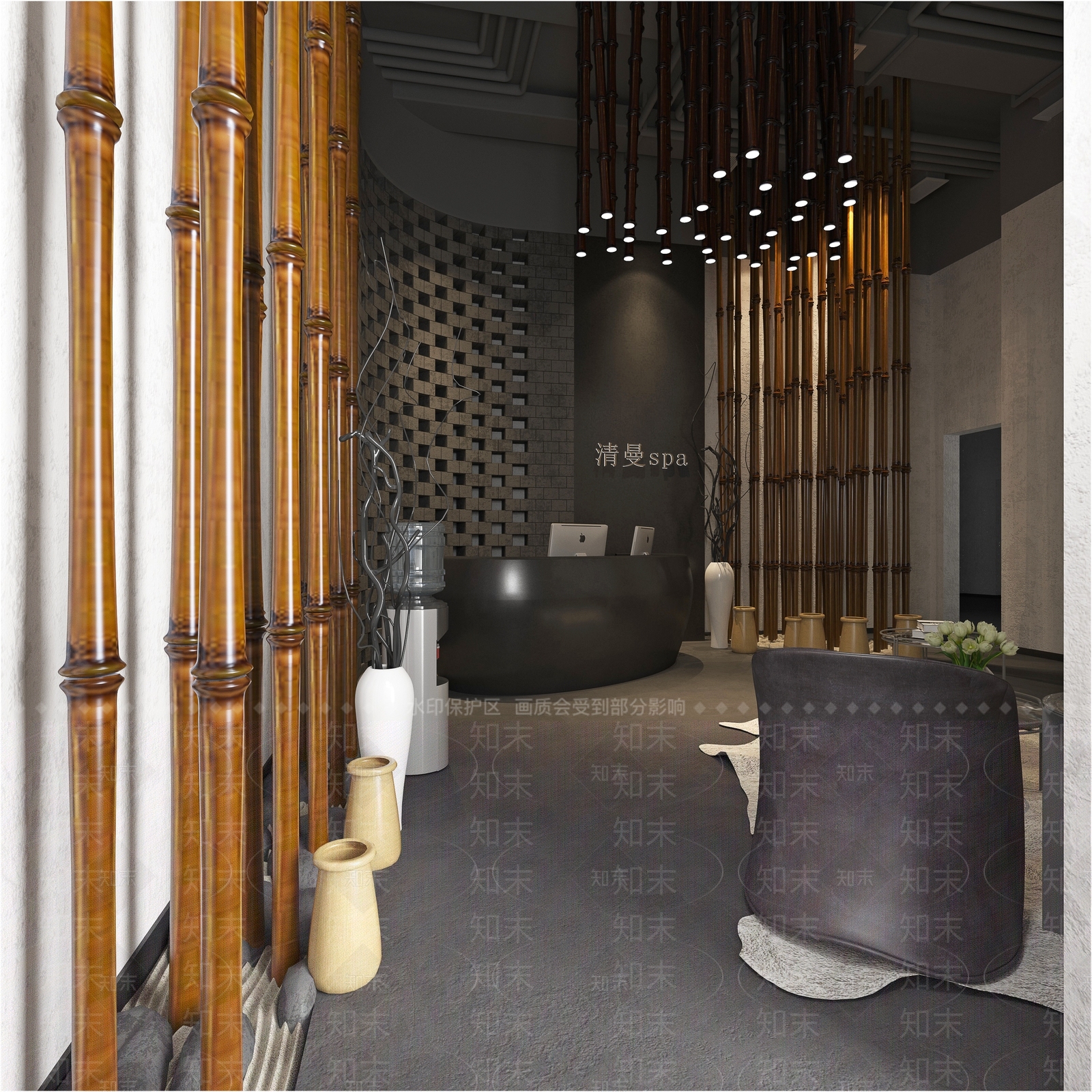 侘寂SPA前台3D模型下载【ID:1130323793】