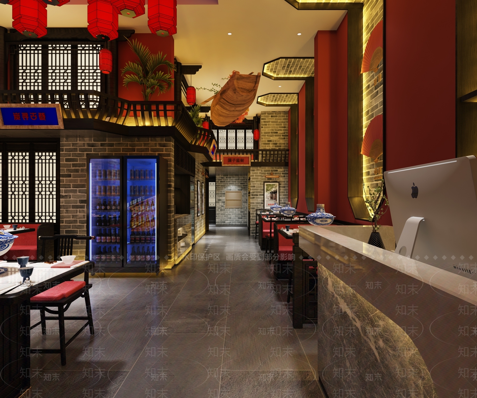 新中式火锅店3D模型下载【ID:1130331137】