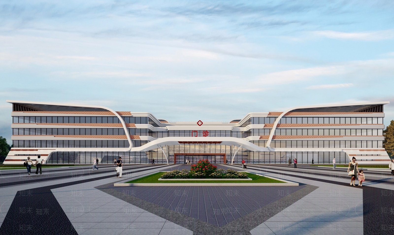 现代三甲综合医疗建筑SU模型下载【ID:1130332711】