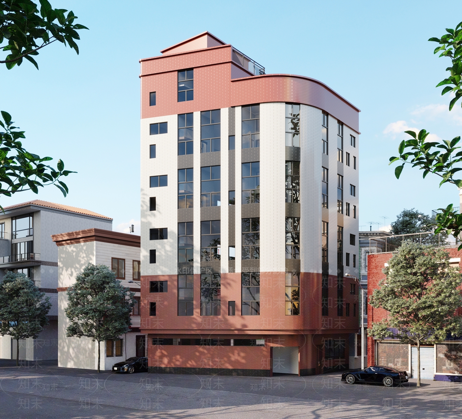 现代多层住宅3D模型下载【ID:1130335870】