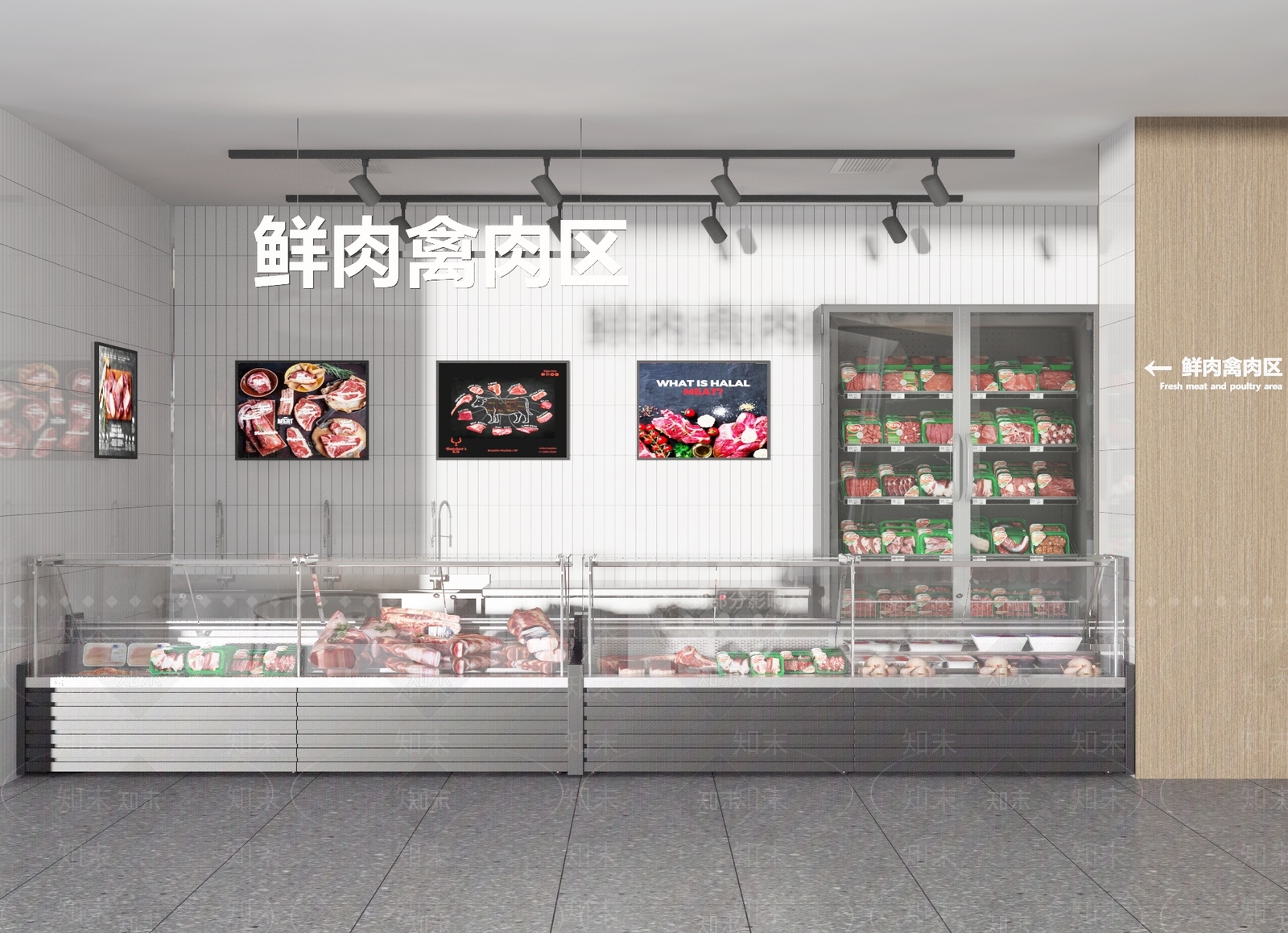 现代超市生鲜区3D模型下载【ID:1130339984】