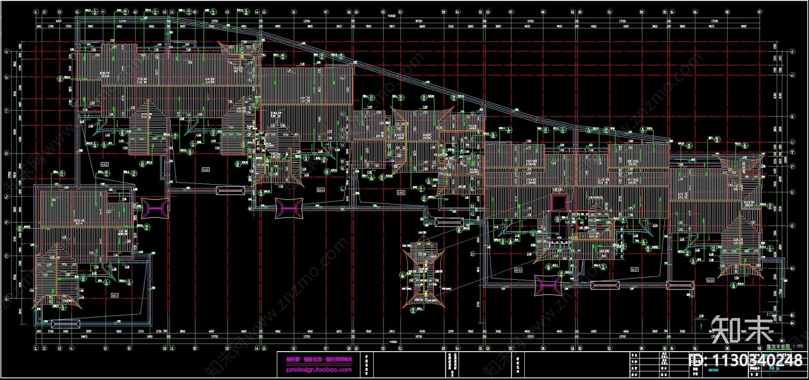 中式园林古建别墅民宿建筑cad施工图下载【ID:1130340248】