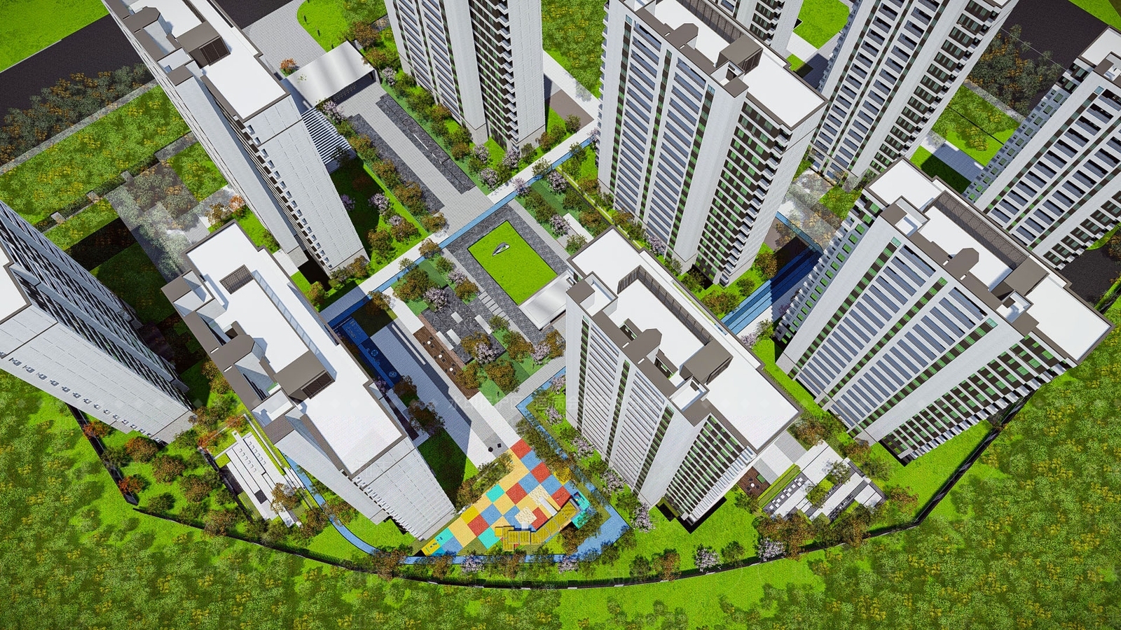 现代小区景观SU模型下载【ID:1130342731】
