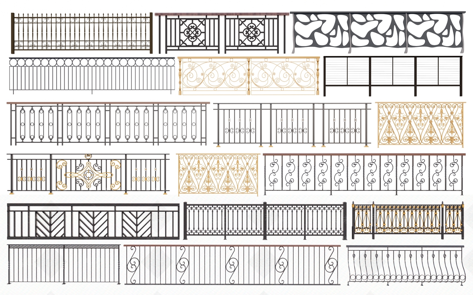 欧式铁艺栏杆SU模型下载【ID:1130348896】
