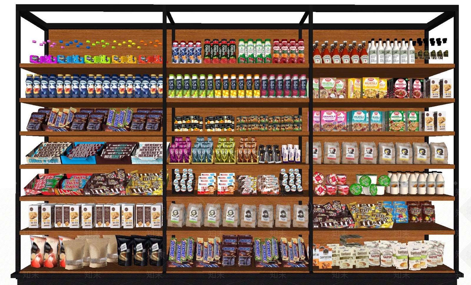 现代超市商品陈列货架SU模型下载【ID:1130349321】