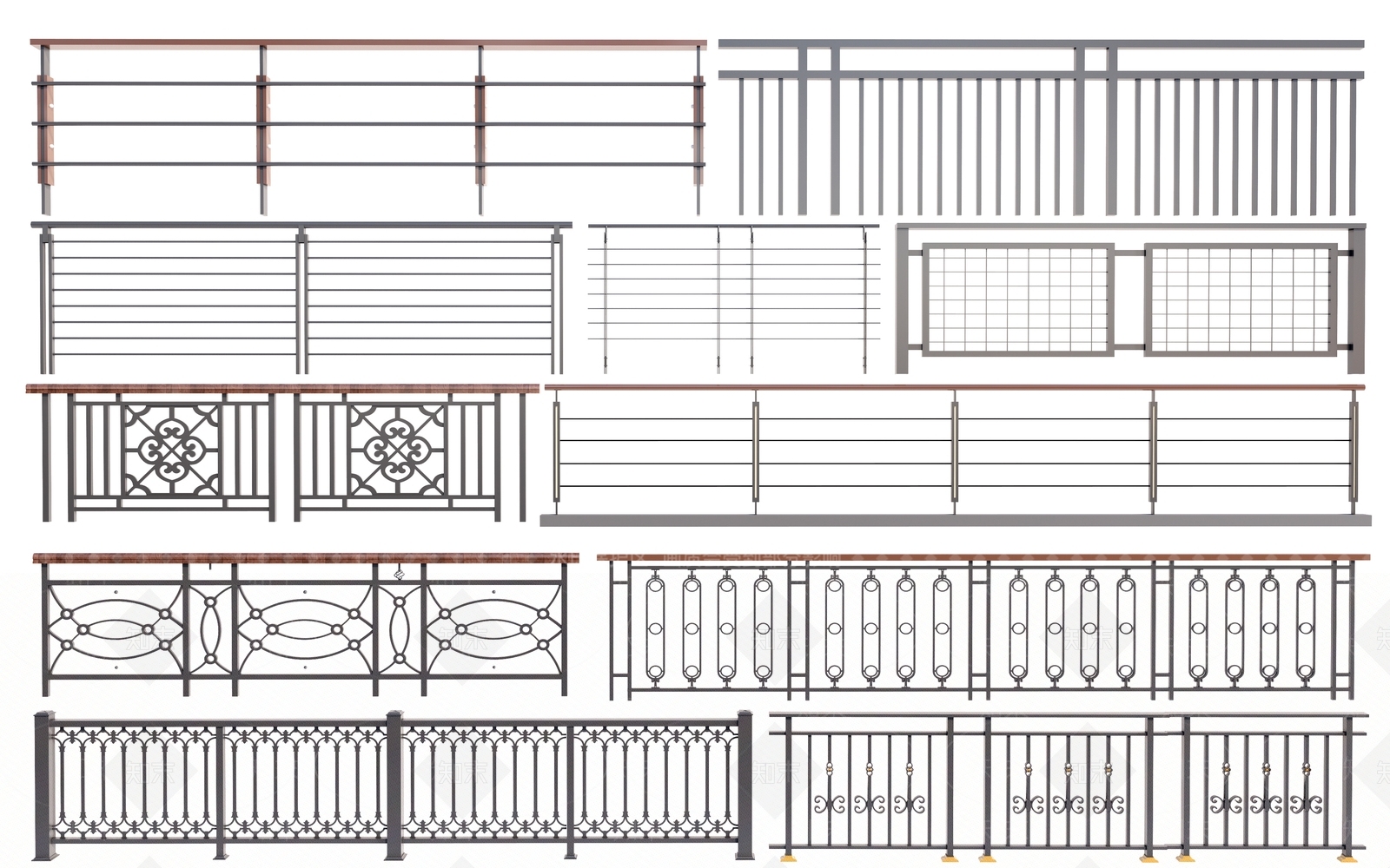 欧式铁艺栏杆SU模型下载【ID:1130349729】