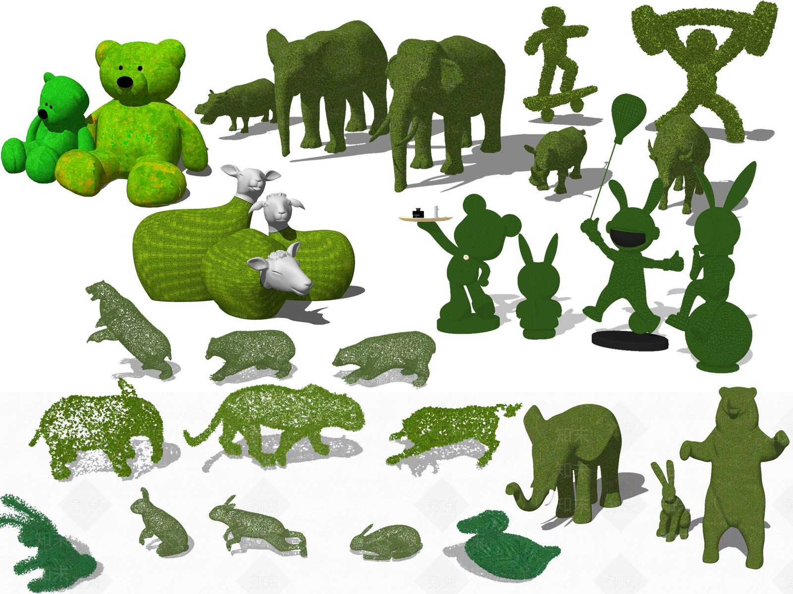 现代动物绿植雕塑景观小品SU模型下载【ID:1130351115】