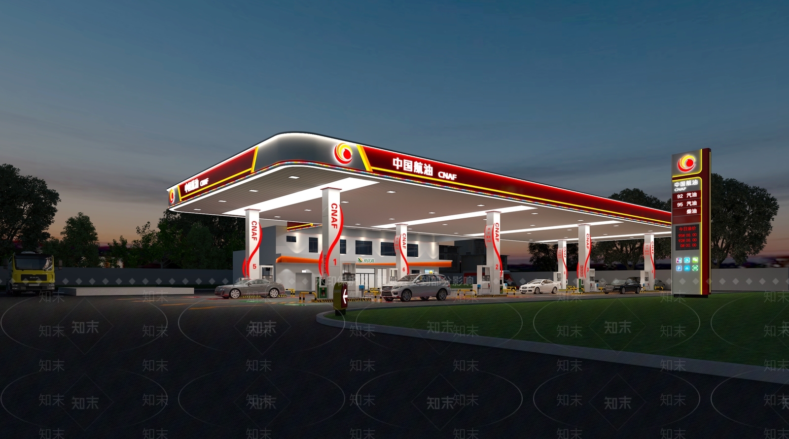 现代加油站3D模型下载【ID:1130370876】