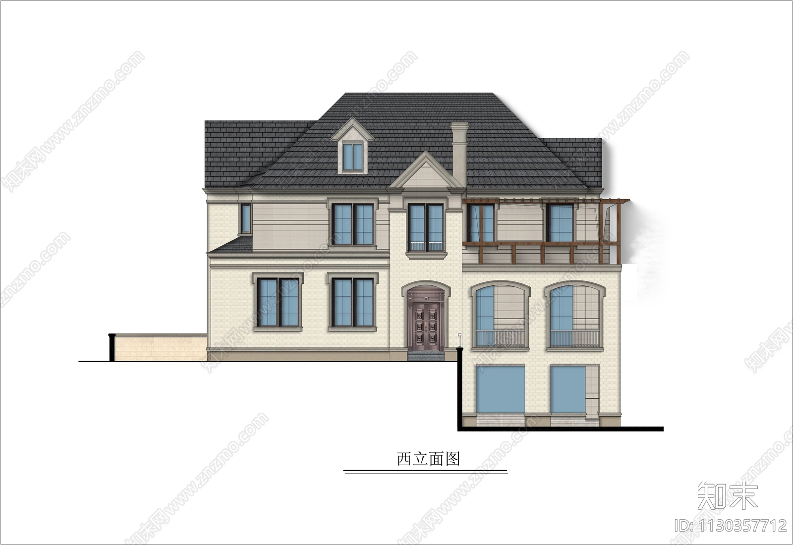 psd免抠景观别墅自建房立面效果图下载【ID:1130357712】