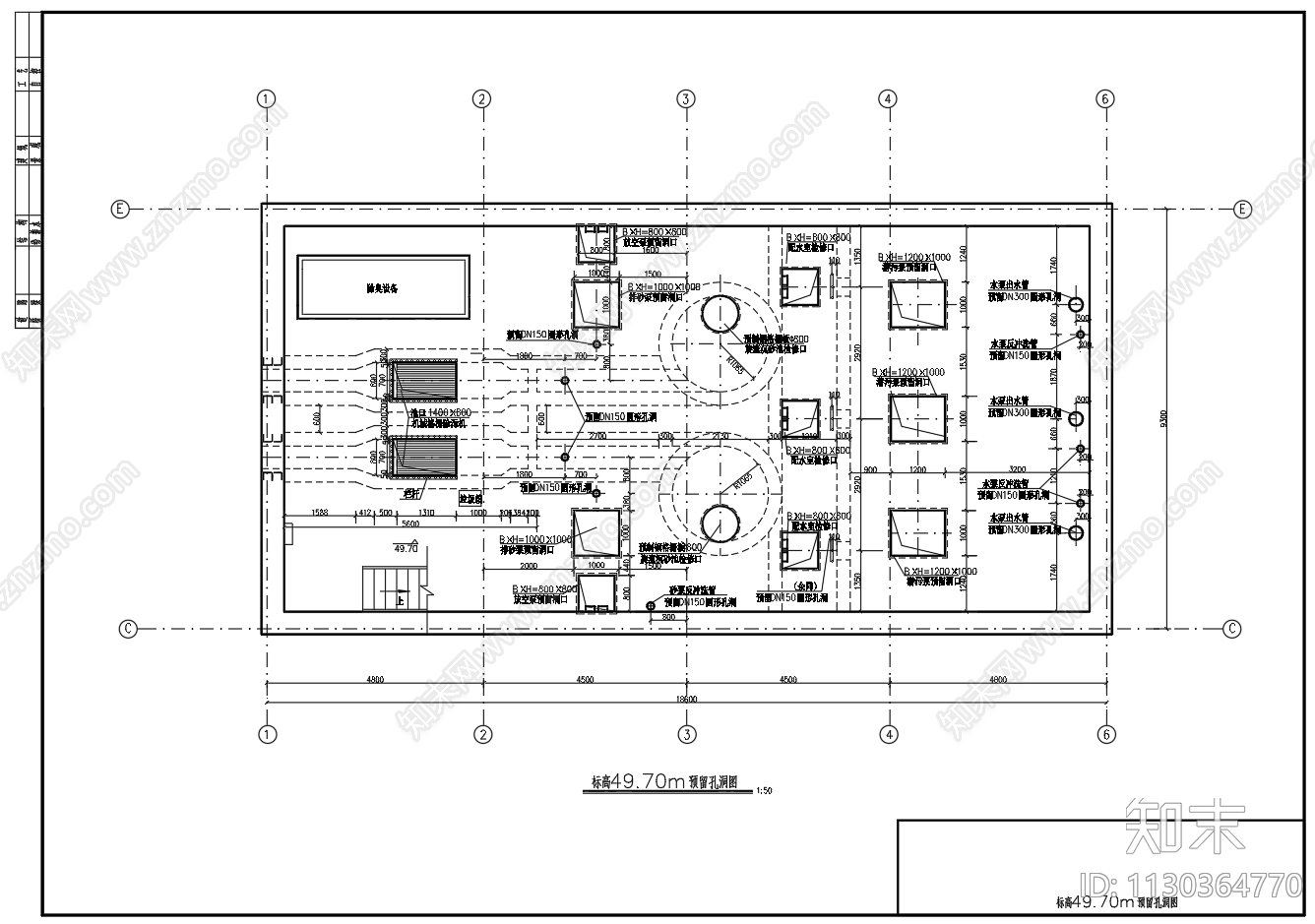 6000吨污水泵站平面剖面cad施工图下载【ID:1130364770】