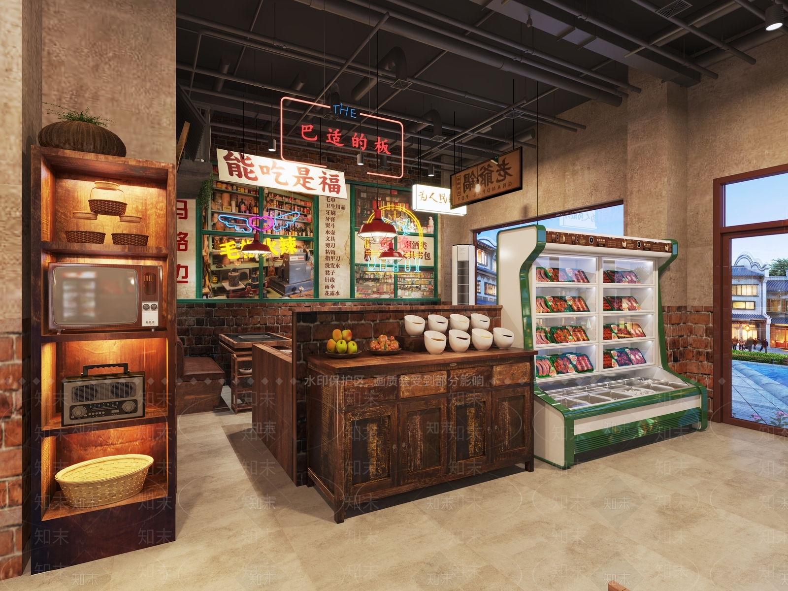 工业风火锅店3D模型下载【ID:1130367993】_知末3d模型网
