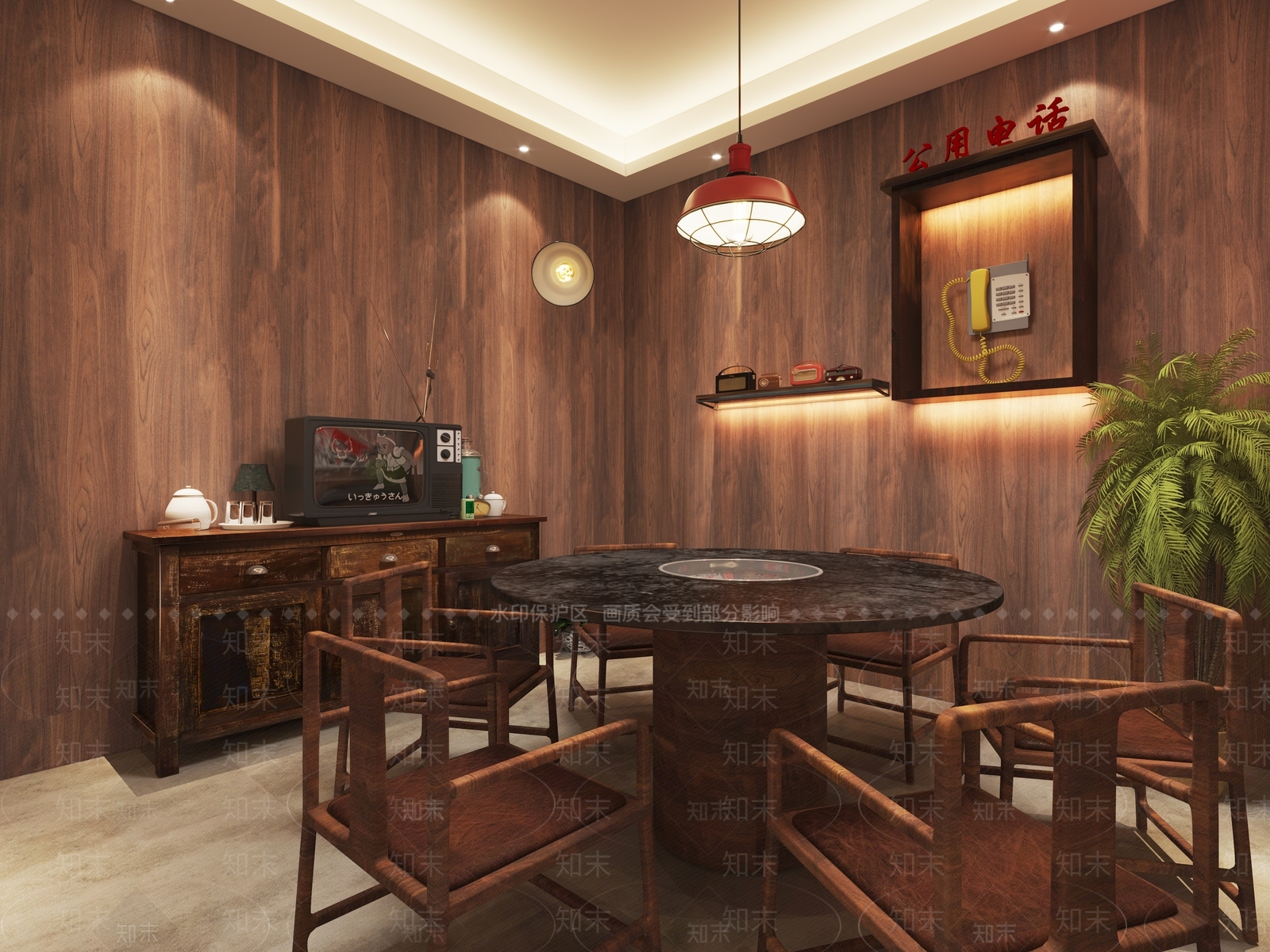 工业风火锅店3D模型下载【ID:1130367993】