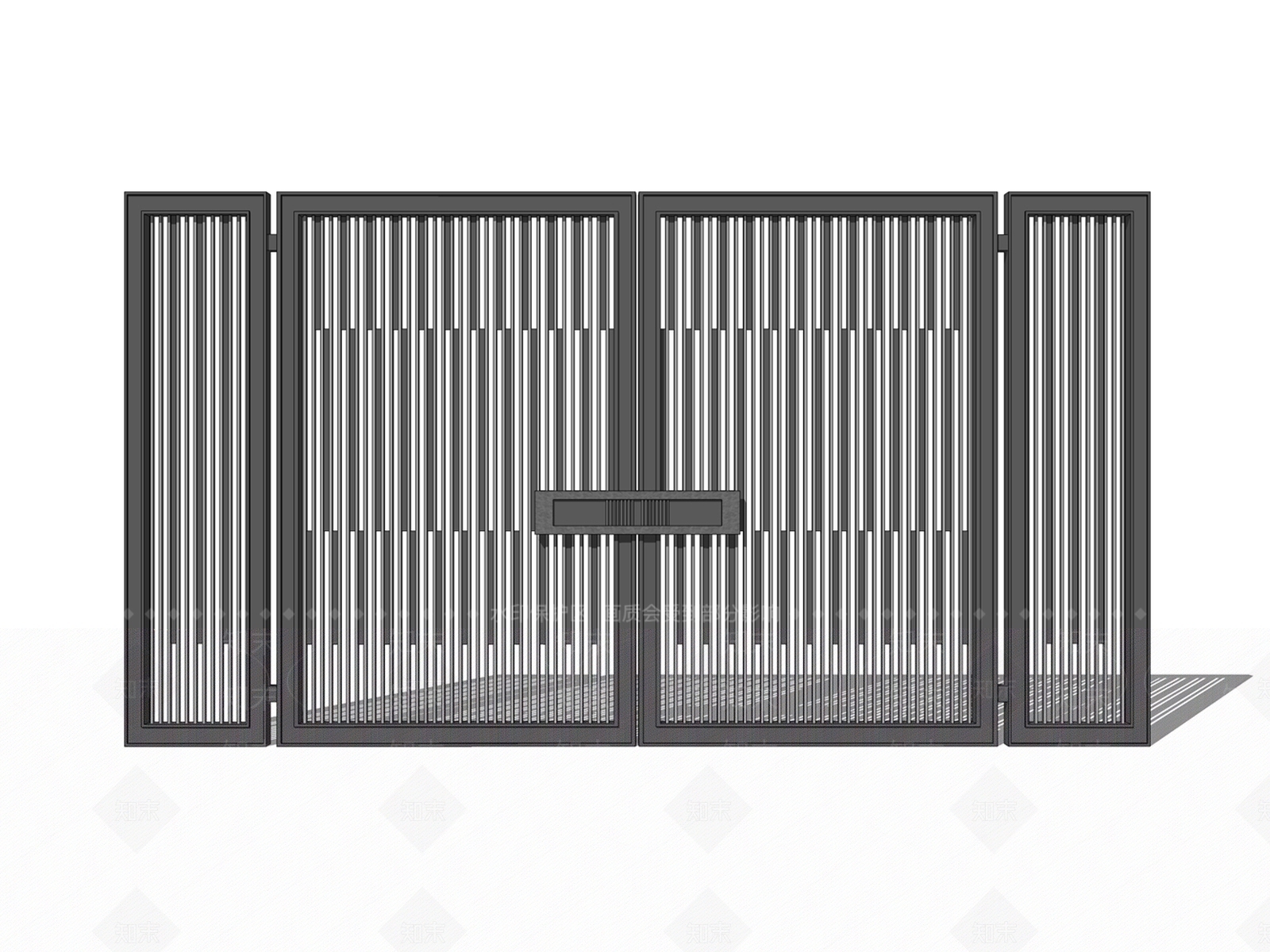 现代铁艺大门SU模型下载【ID:1130371653】
