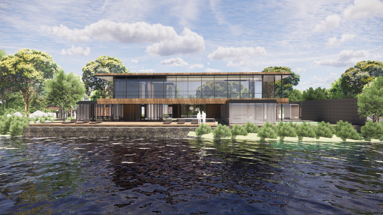 现代风格滨水别墅SU模型下载【ID:1130373149】