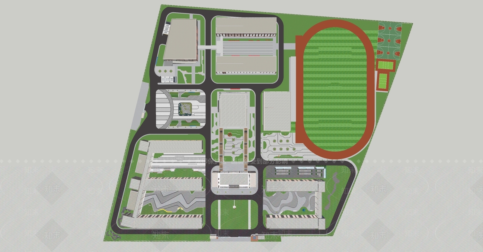现代学校景观SU模型下载【ID:1130377501】