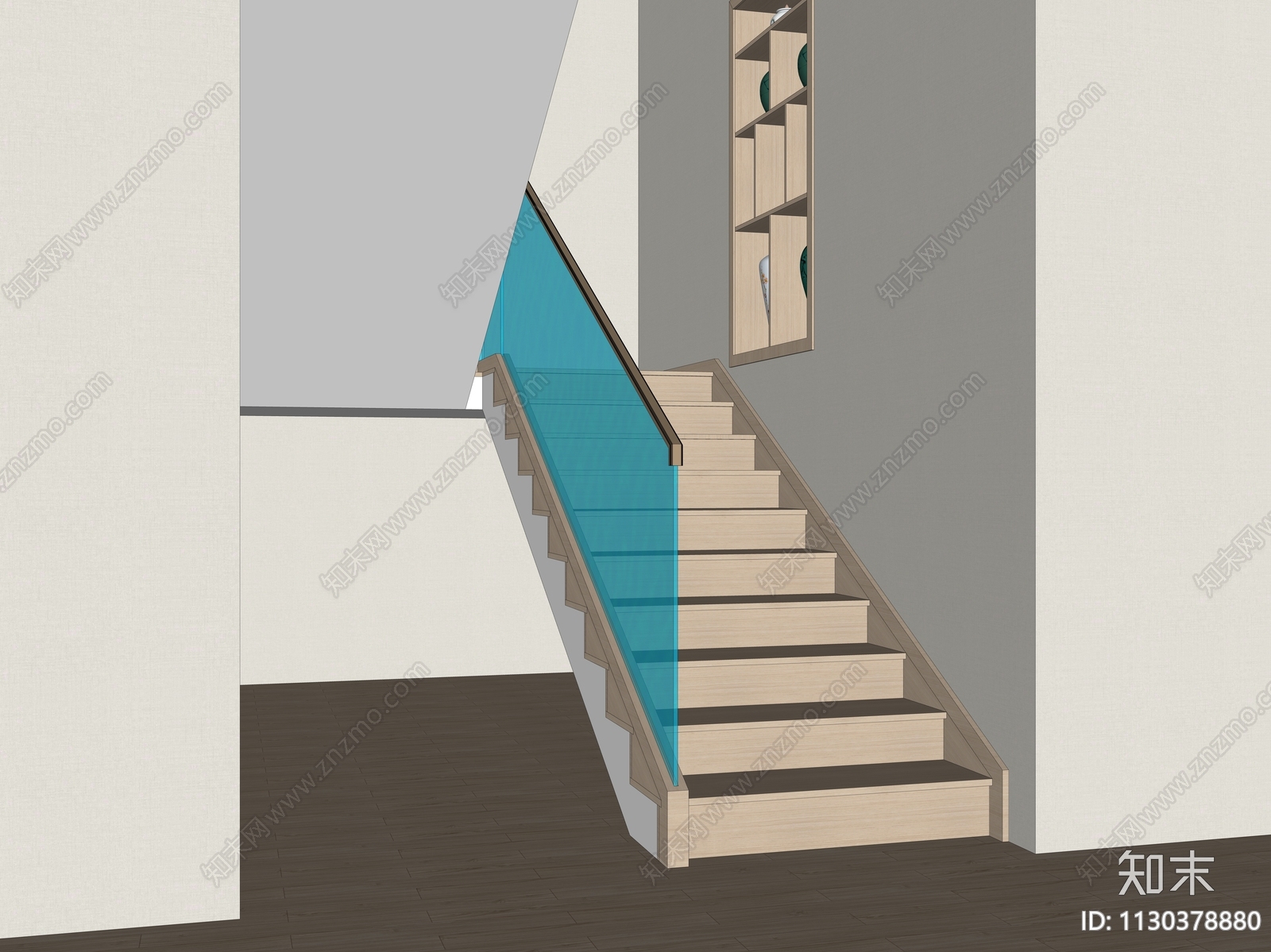 现代玻璃扶手楼梯SU模型下载【ID:1130378880】