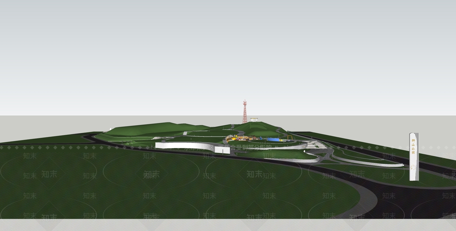 现代山地公园SU模型下载【ID:1130379348】