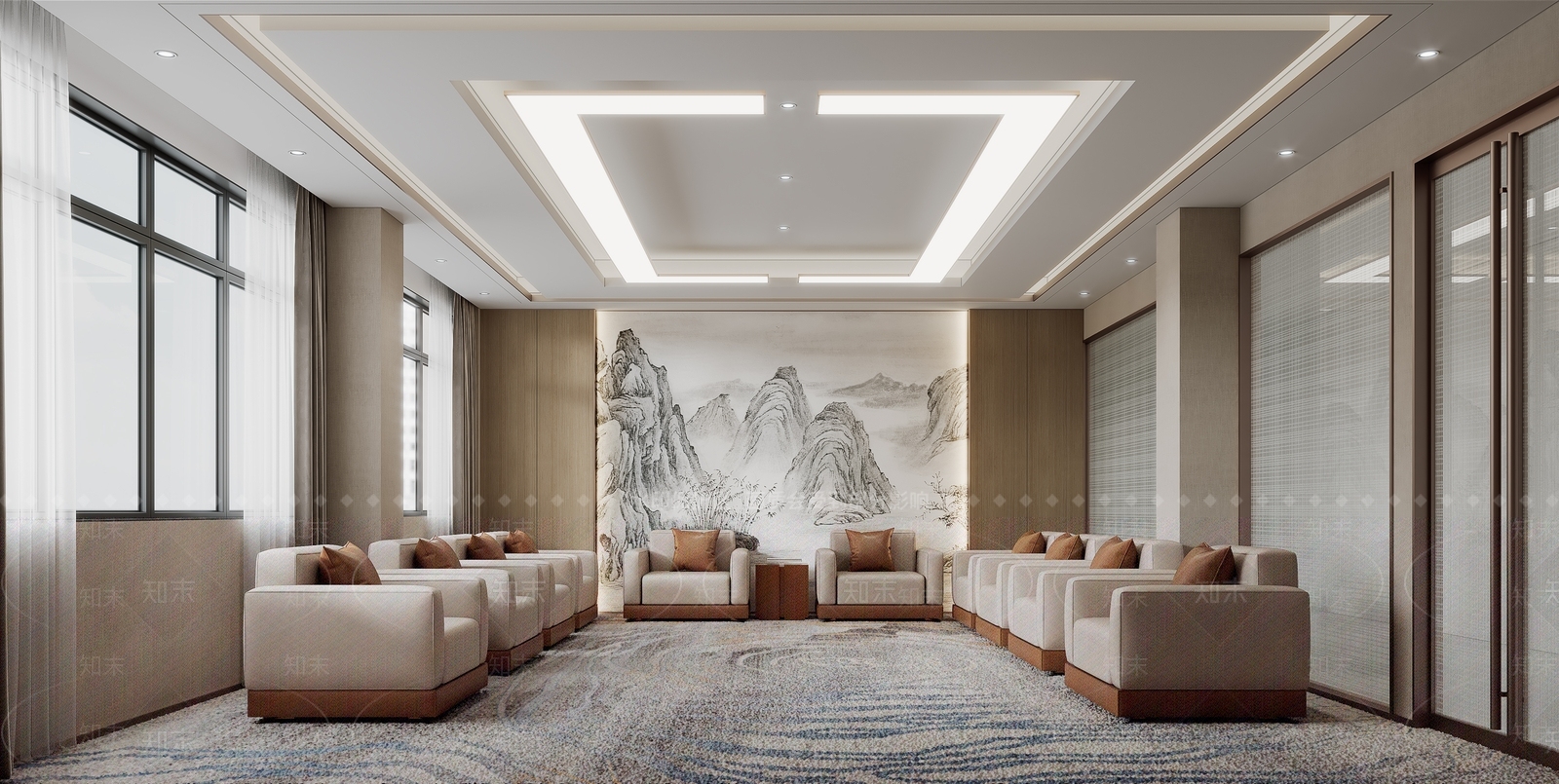 新中式会客厅3D模型下载【ID:1130380484】