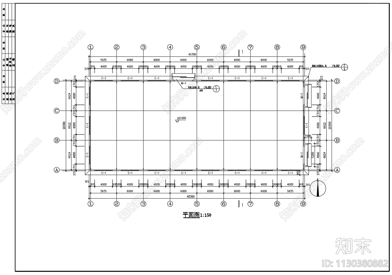 20米跨轻钢结构厂房车间建筑施工图下载【ID:1130380882】