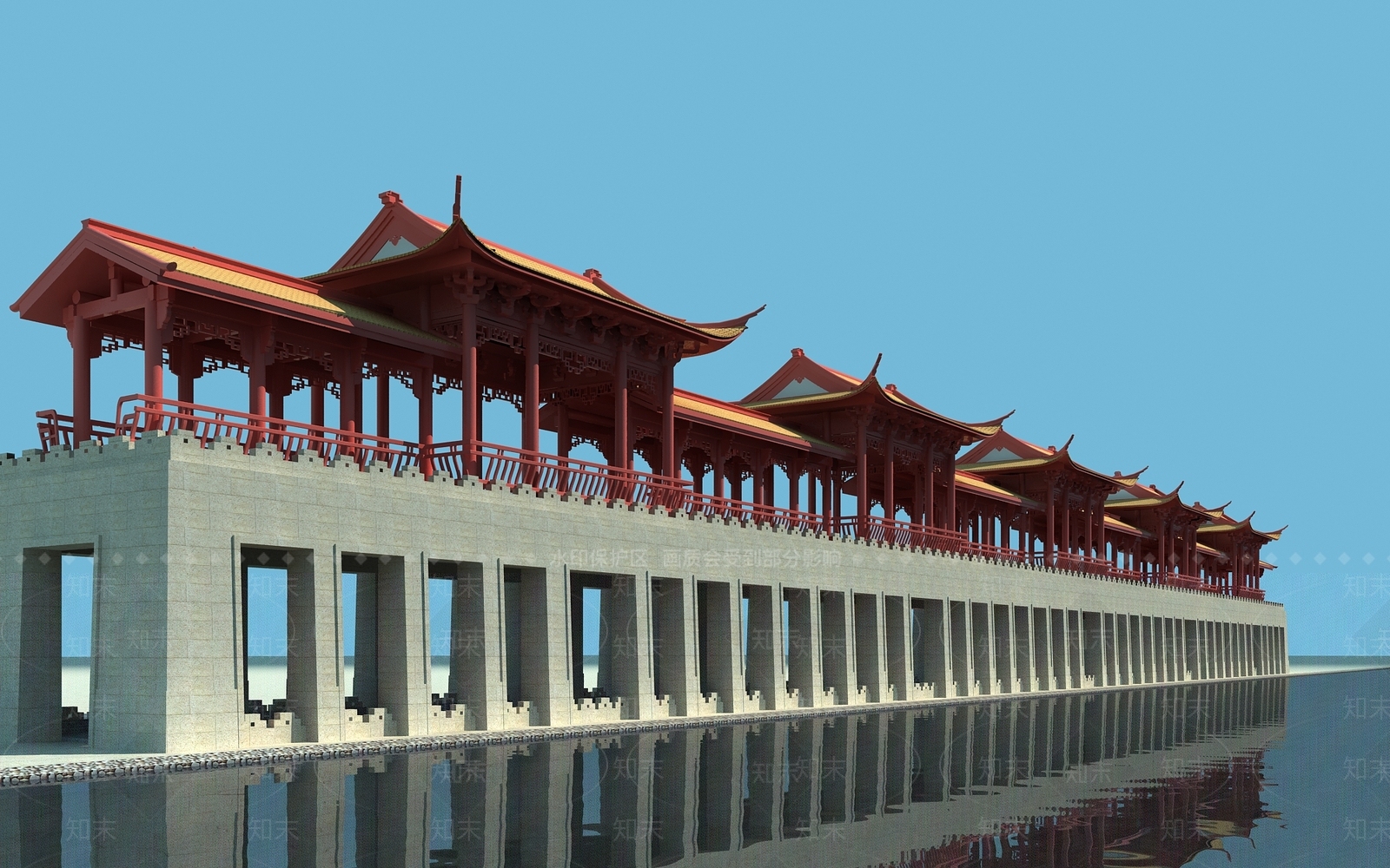 中式长廊3D模型下载【ID:1130382819】