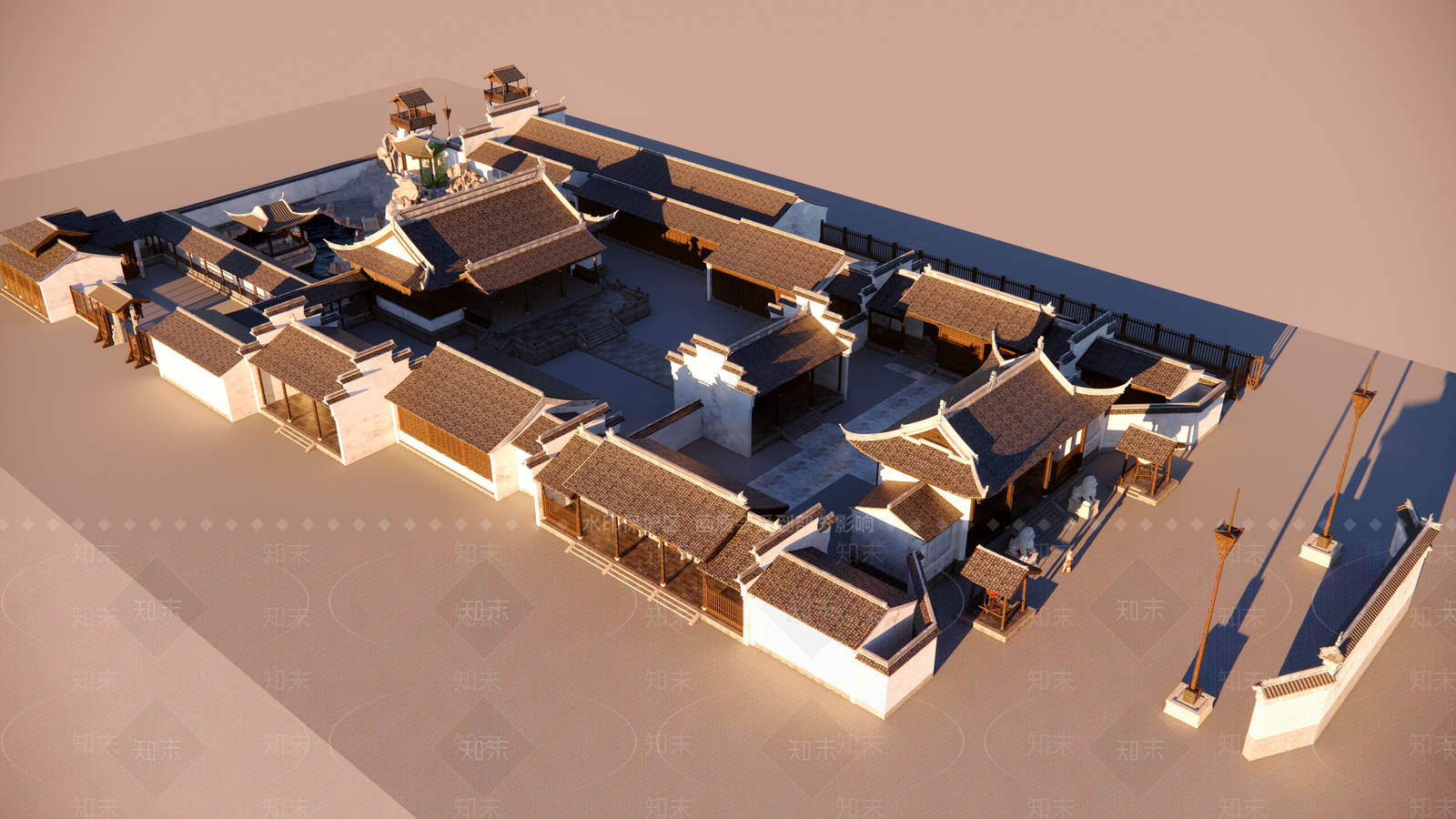 中式清代江南江苏金陵织造总督衙门SU模型下载【ID:1130385815】