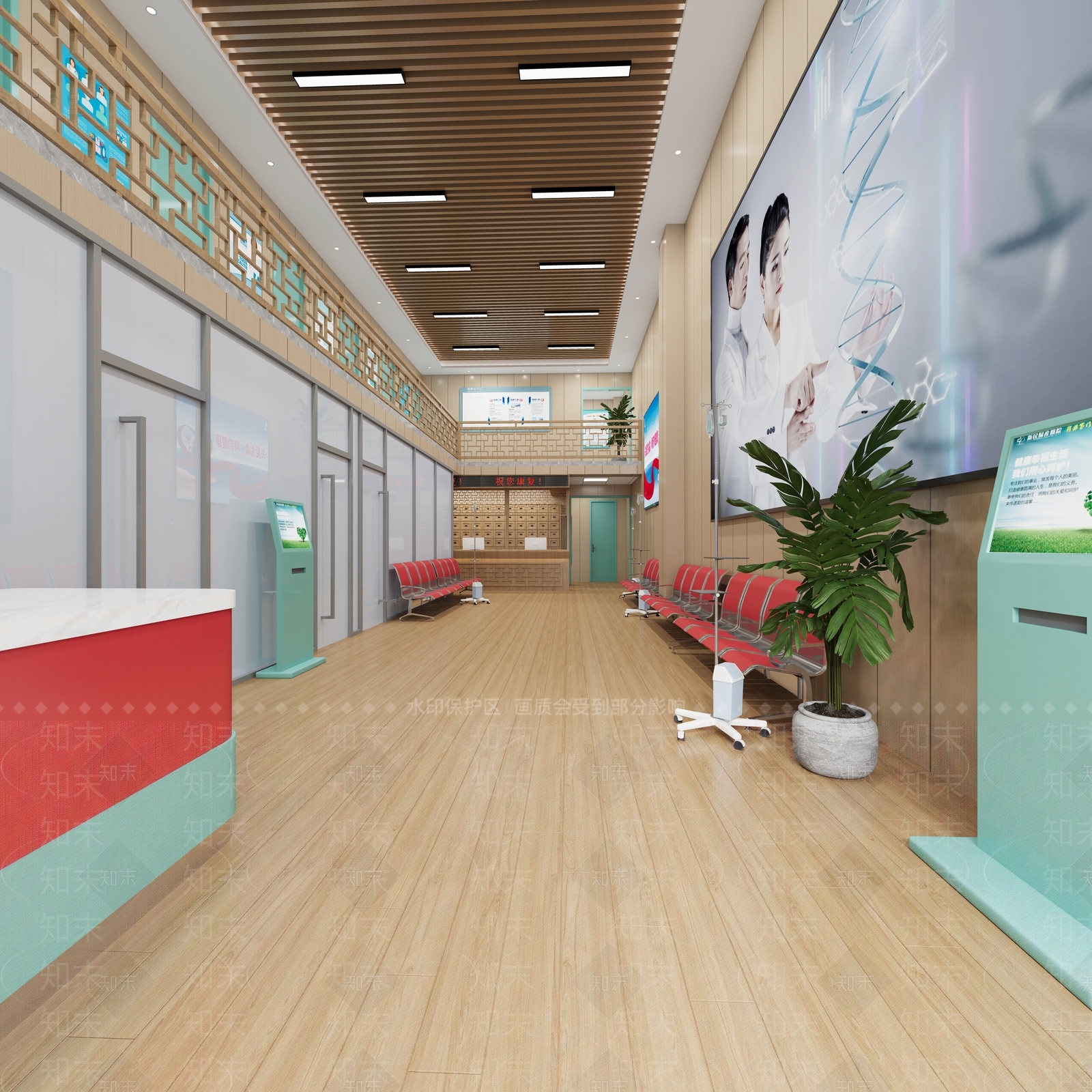 现代中医院过道3D模型下载【ID:1130386763】