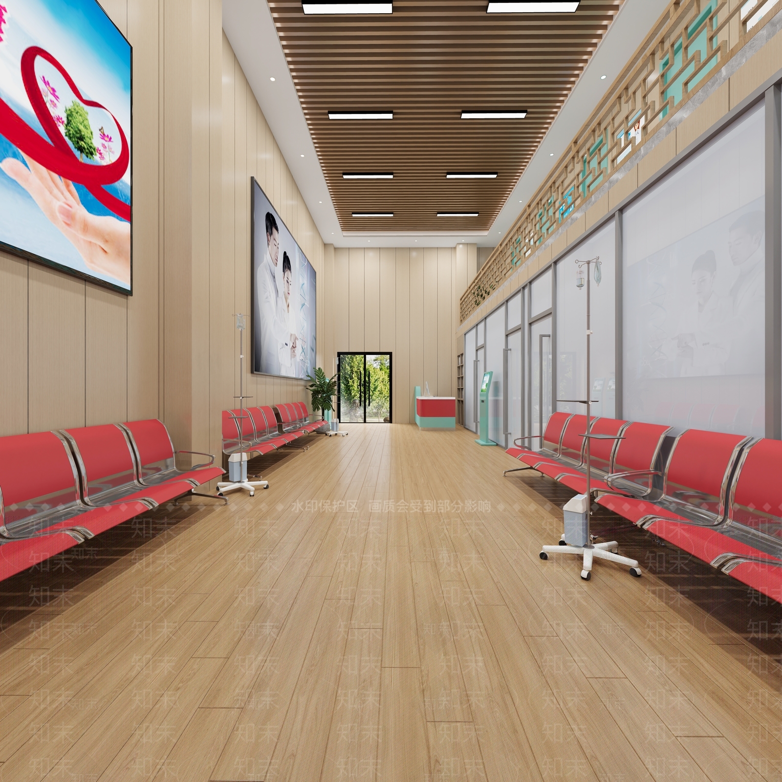 现代中医院过道3D模型下载【ID:1130386763】
