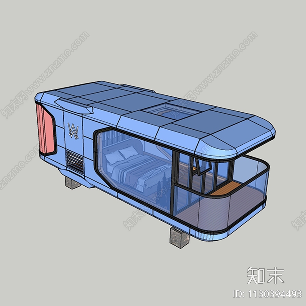 现代网红太空舱民宿SU模型下载【ID:1130394493】