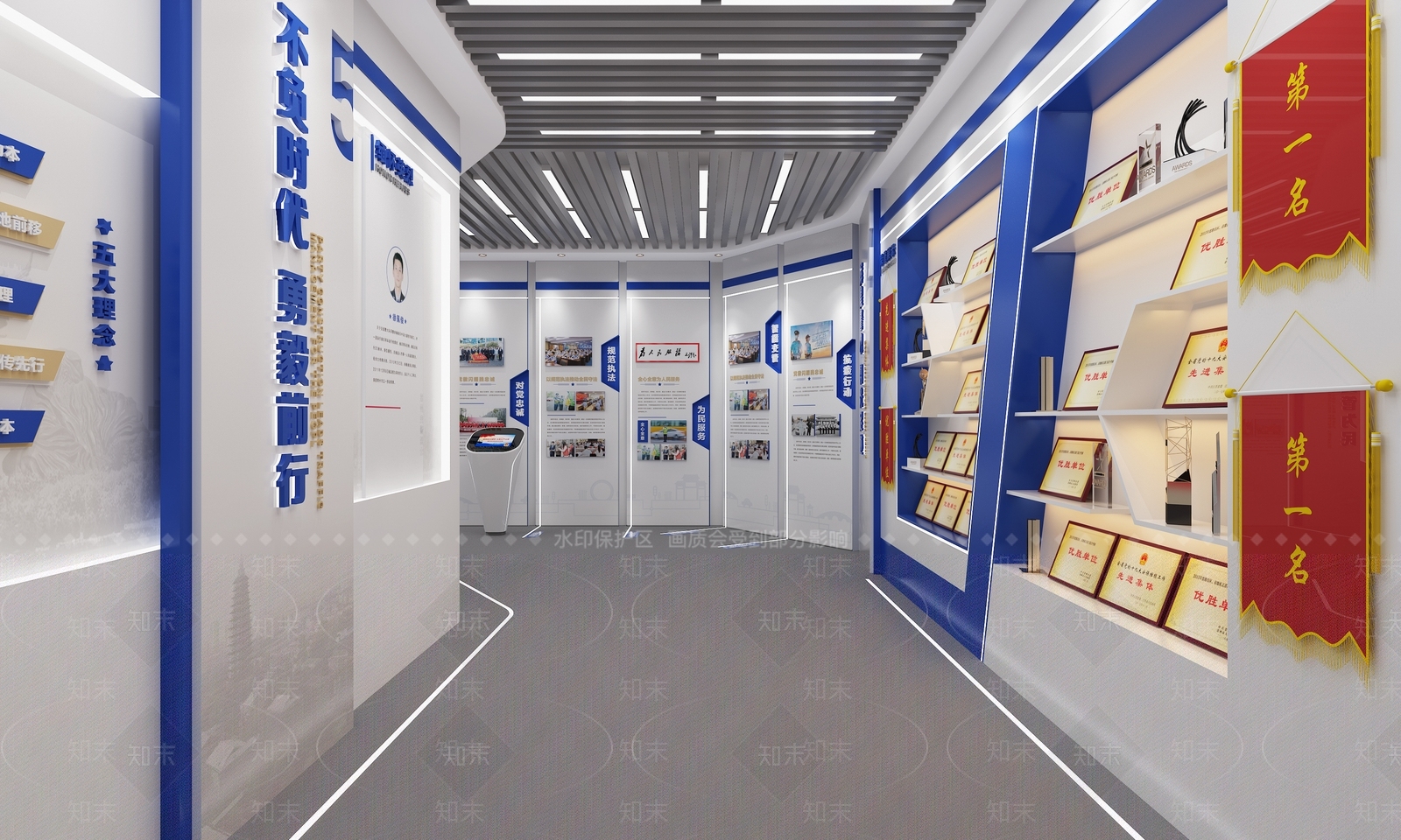 现代交警大队党建展厅SU模型下载【ID:1130395627】