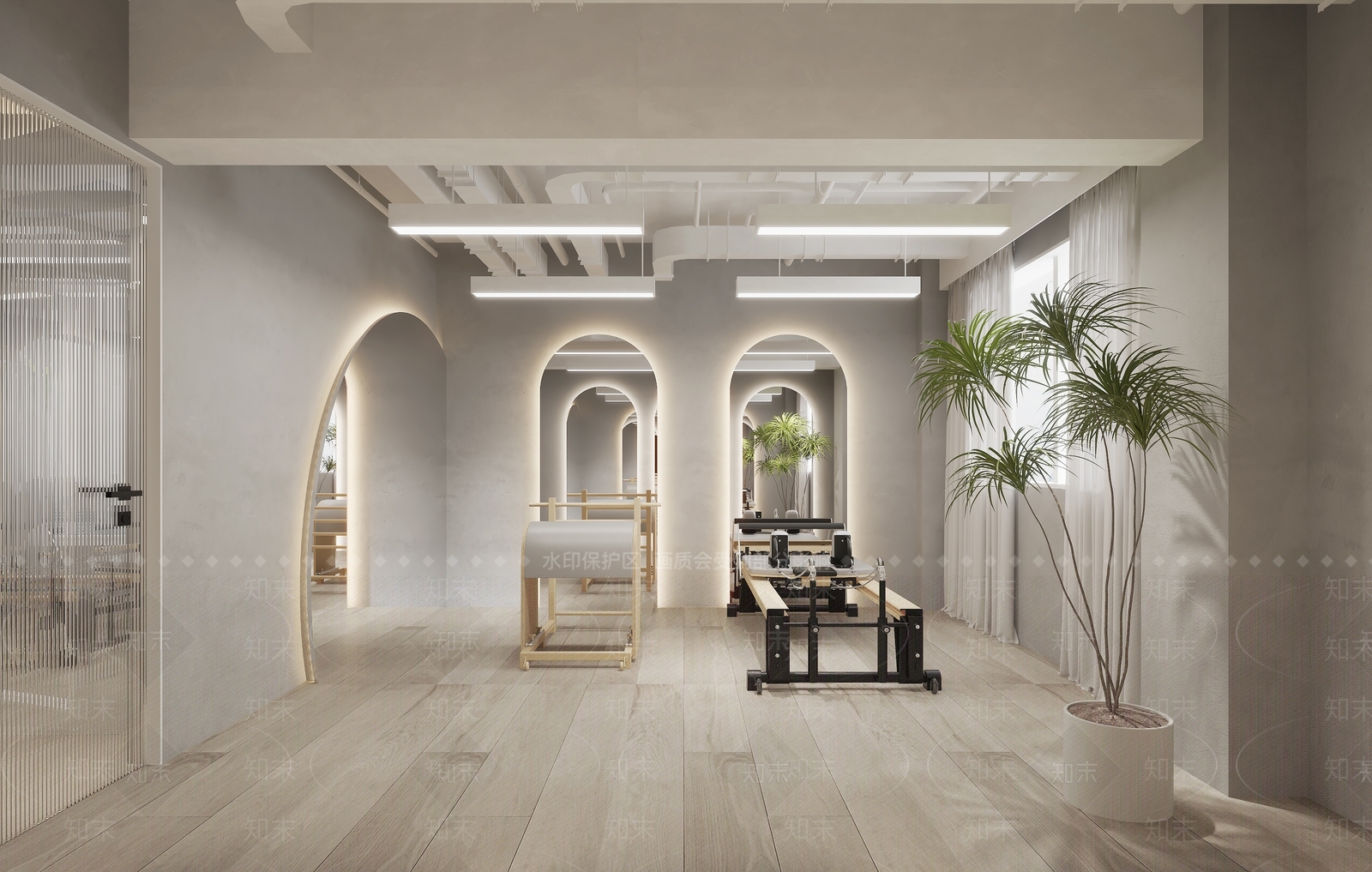 现代普拉提私教室3D模型下载【ID:1130396711】