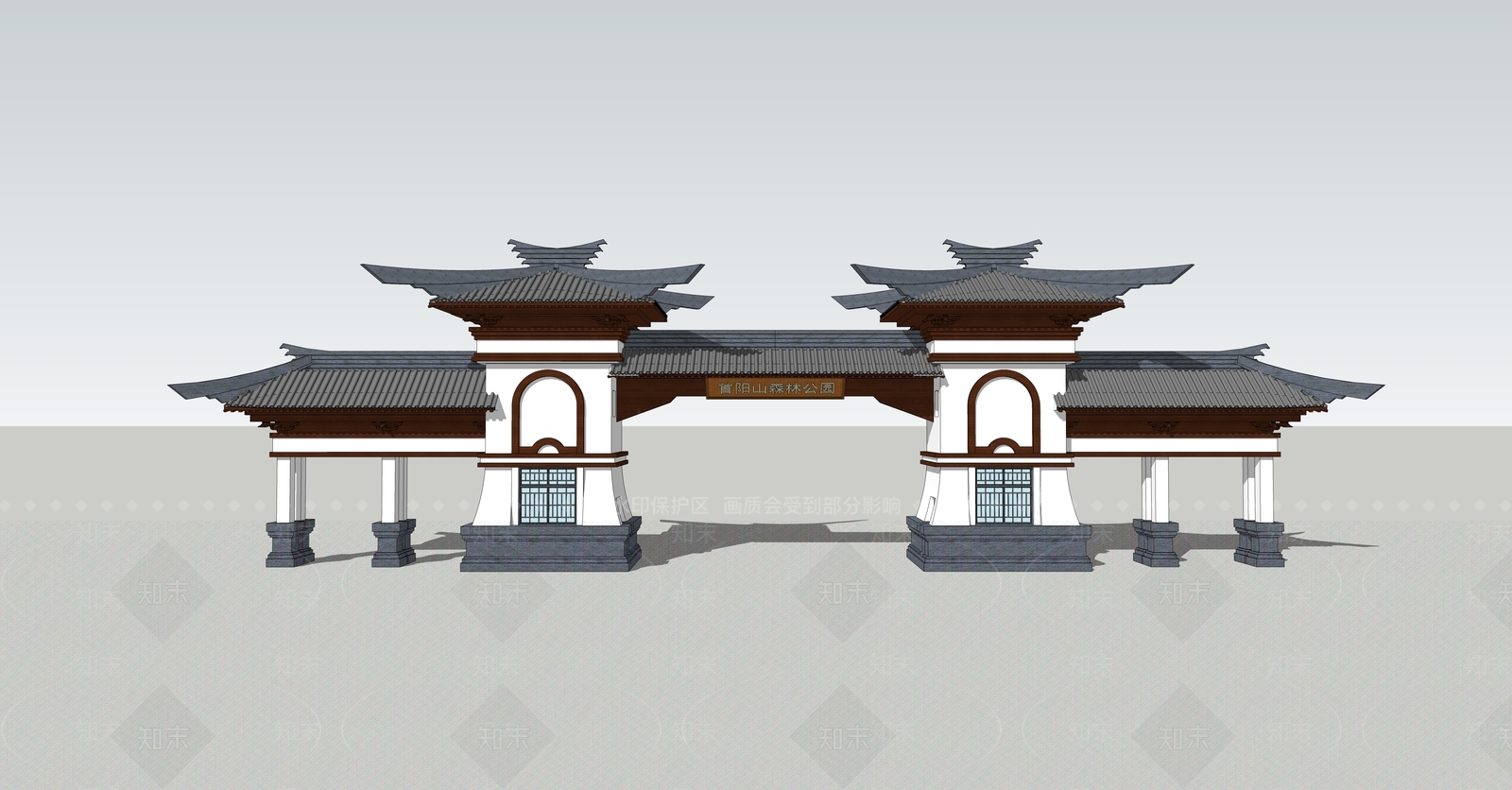 中式景区大门SU模型下载【ID:1130399680】
